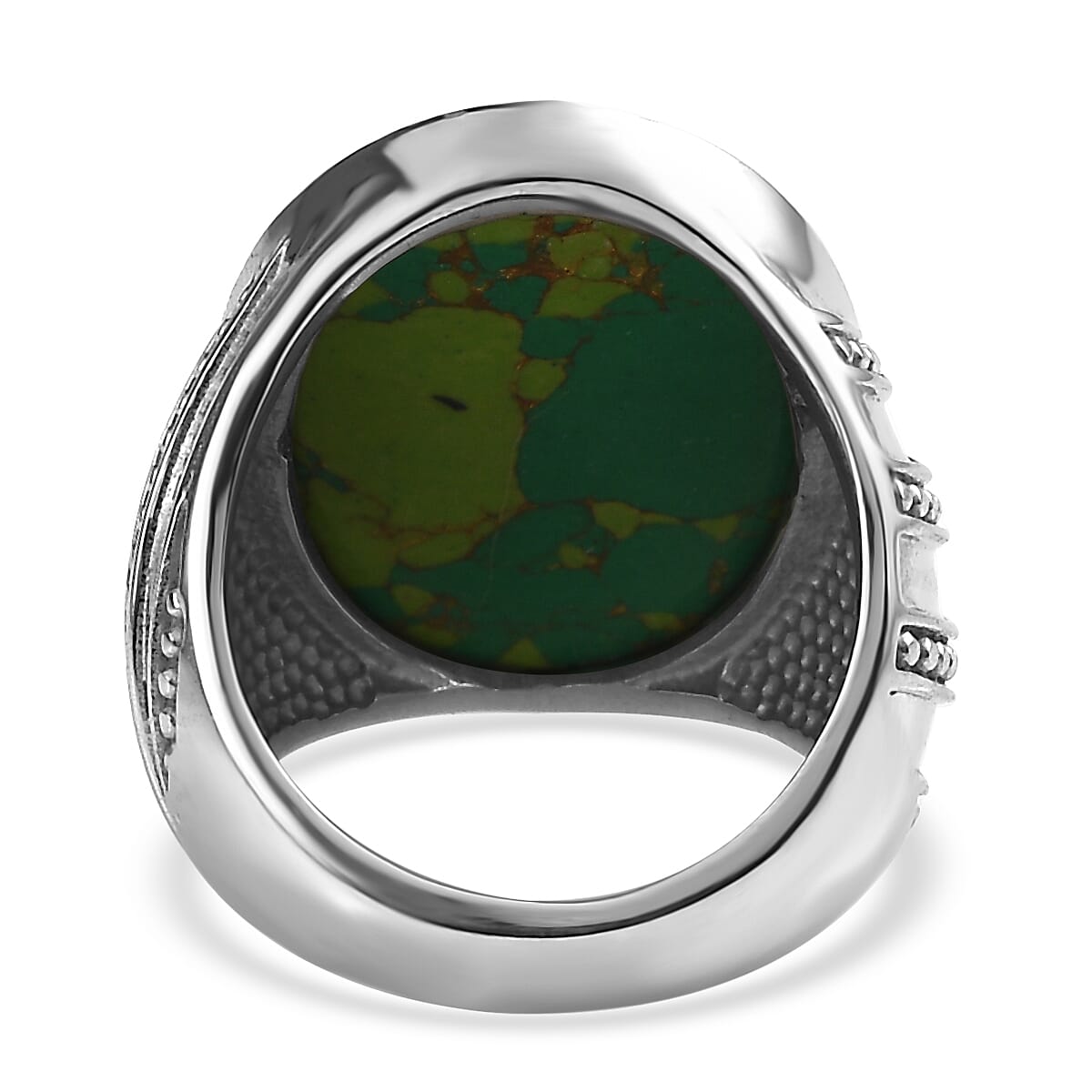 Mojave Green Turquoise 14.00 ctw Ring in Stainless Steel (Size 6.0)  image number 4