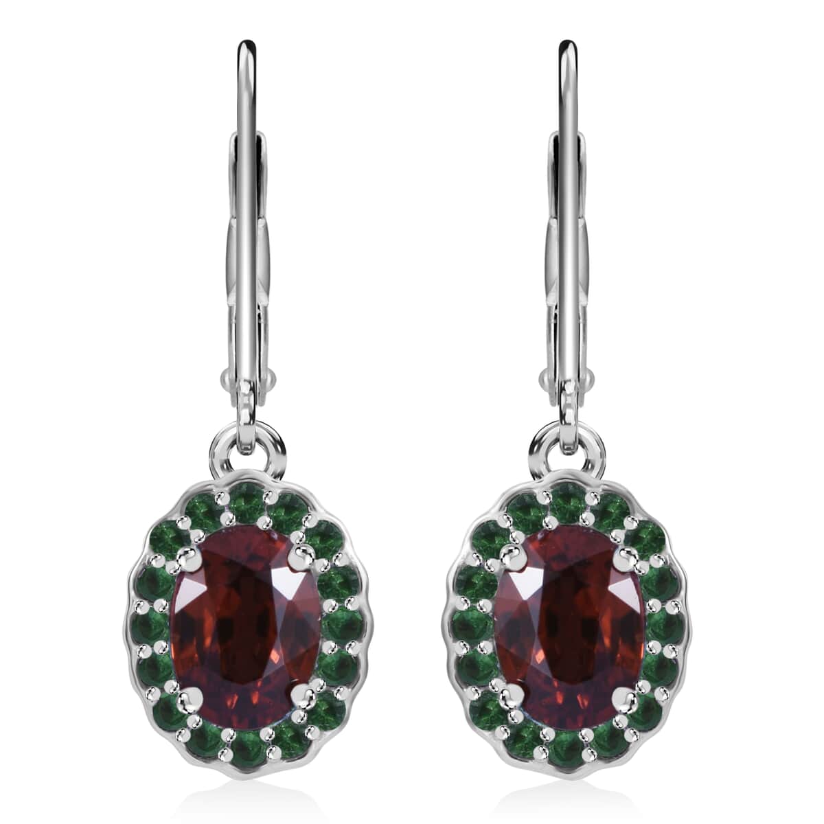 Sunset Zircon and Tsavorite Garnet 3.00 ctw Ocean Bloom Lever Back Earrings in Rhodium Over Sterling Silver image number 0