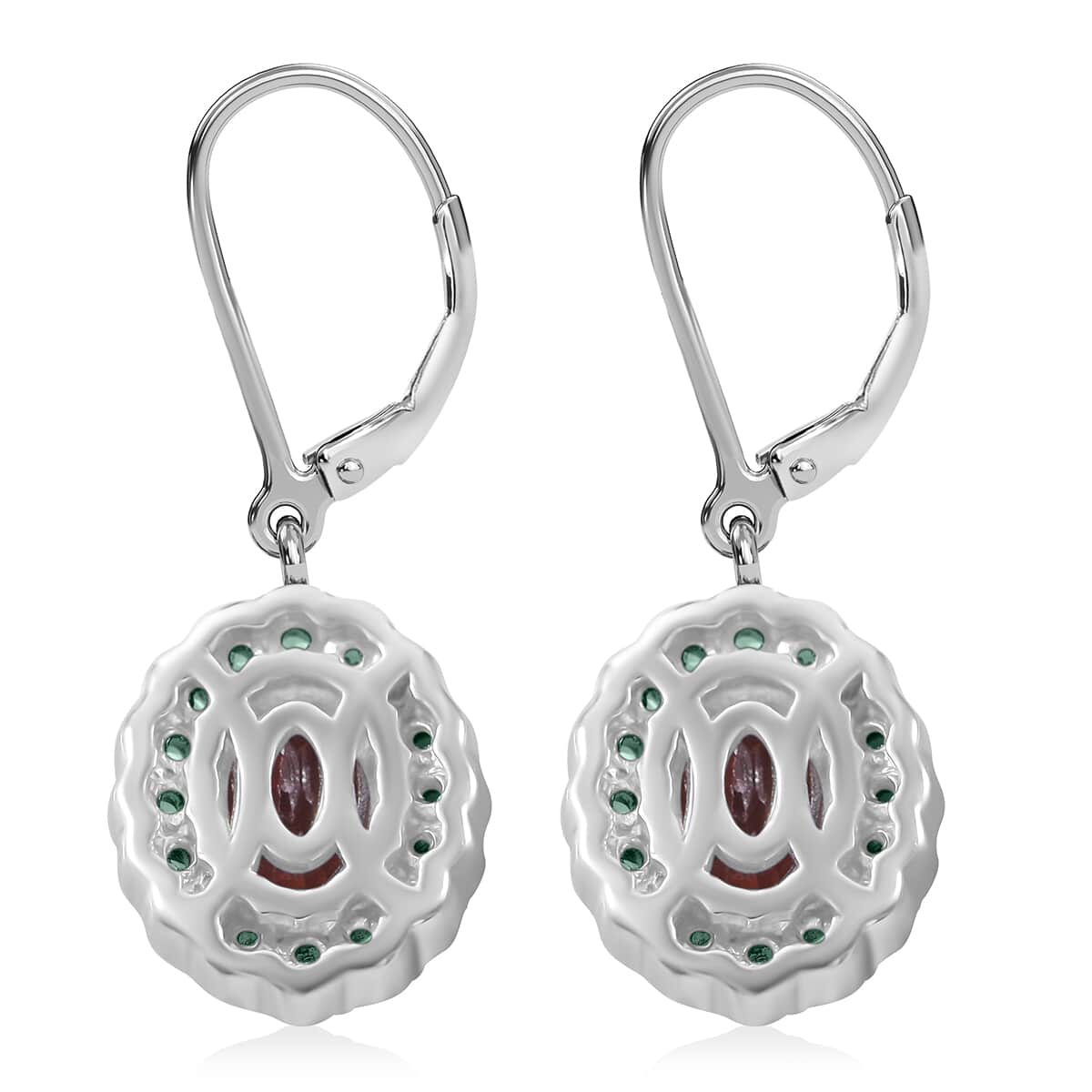 Sunset Zircon and Tsavorite Garnet 3.00 ctw Ocean Bloom Lever Back Earrings in Rhodium Over Sterling Silver image number 2