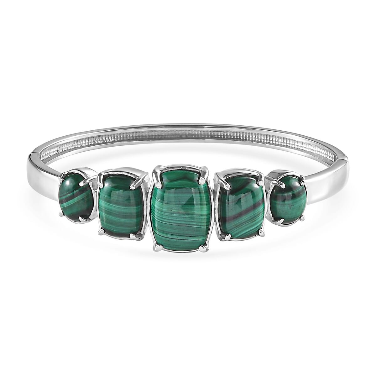 African Malachite Bangle Bracelet in Stainless Steel (7.25 In) 42.30 ctw image number 0