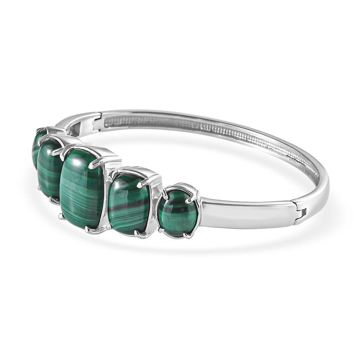 African Malachite Bangle Bracelet in Stainless Steel (7.25 In) 42.30 ctw image number 3
