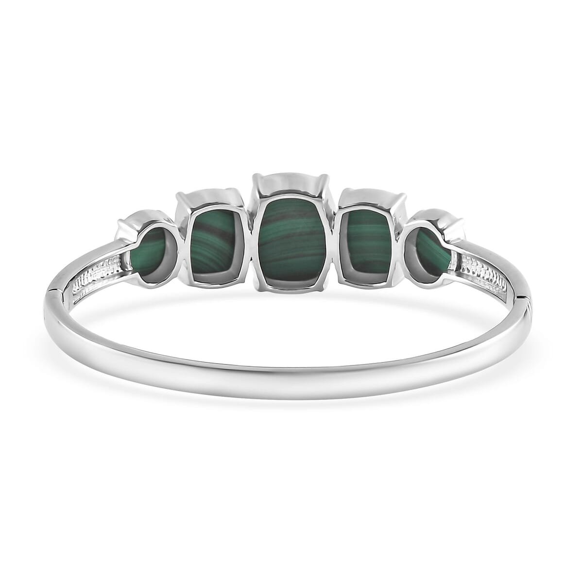 African Malachite Bangle Bracelet in Stainless Steel (7.25 In) 42.30 ctw image number 4