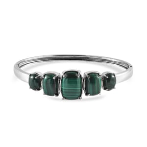 African Malachite 42.30 ctw Bangle Bracelet in Stainless Steel (8.00 In)