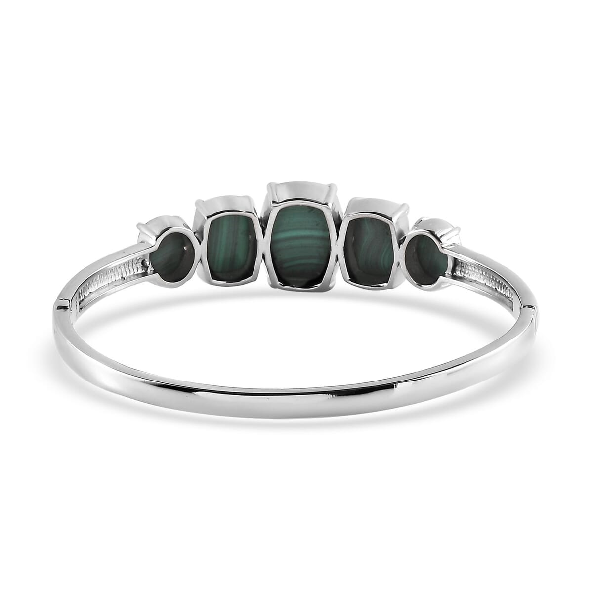 African Malachite 42.30 ctw Bangle Bracelet in Stainless Steel (8.00 In) image number 4