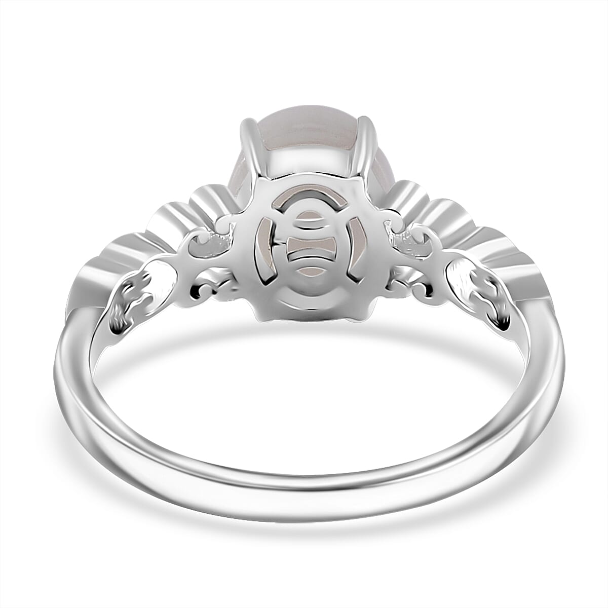 Natural Jade 4.00 ctw Solitaire Ring in Rhodium Over Sterling Silver (Size 5.0) image number 3