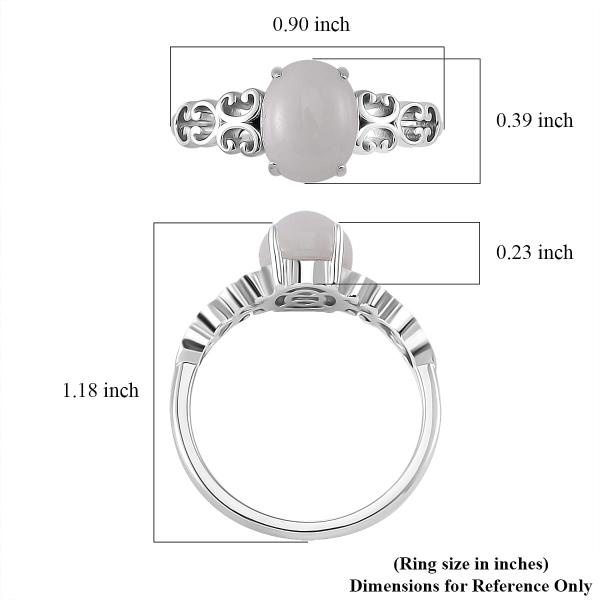Natural Jade 4.00 ctw Solitaire Ring in Rhodium Over Sterling Silver (Size 5.0) image number 4