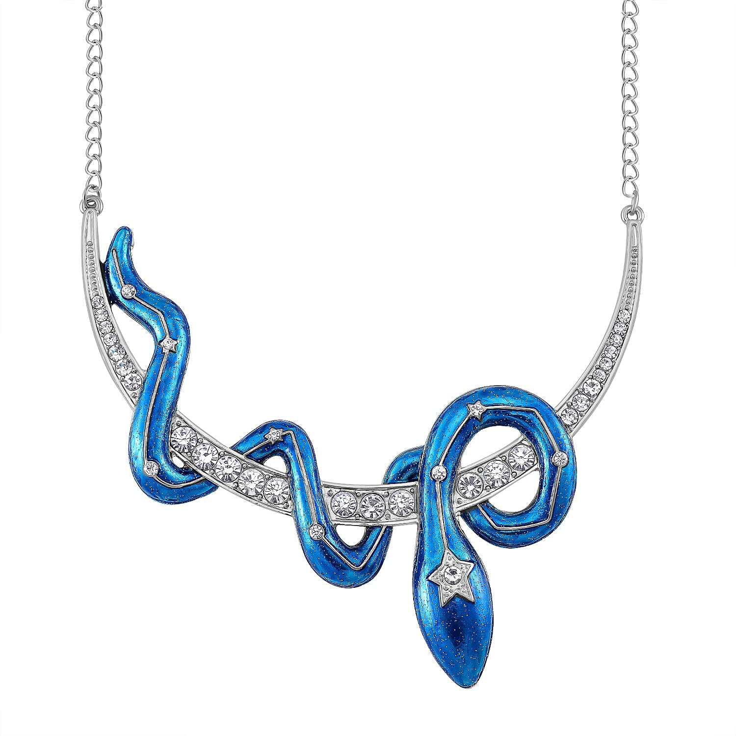 Austrian Crystal Necklace in Silvertone 20 Inches 