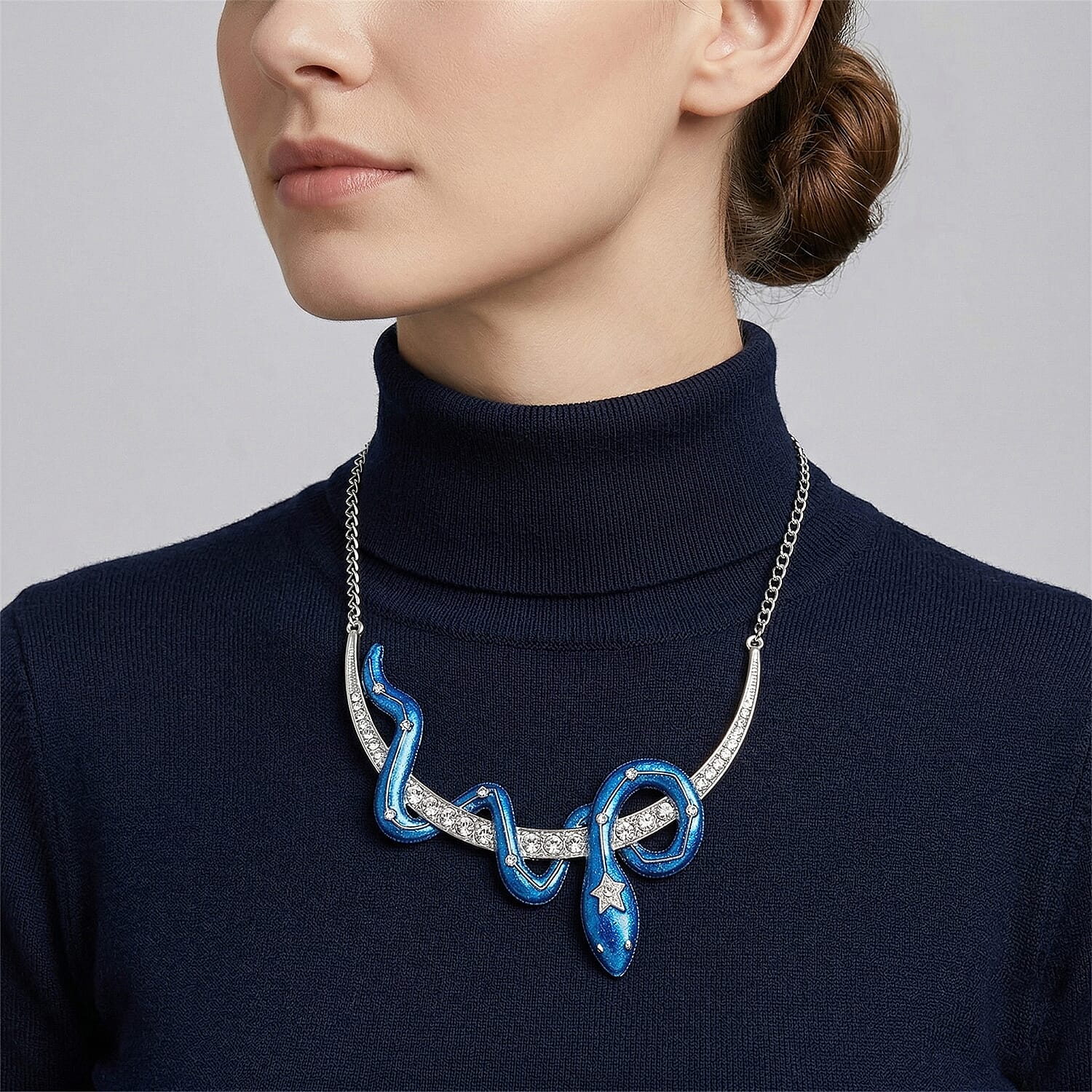 Austrian Crystal Necklace in Silvertone 20 Inches 