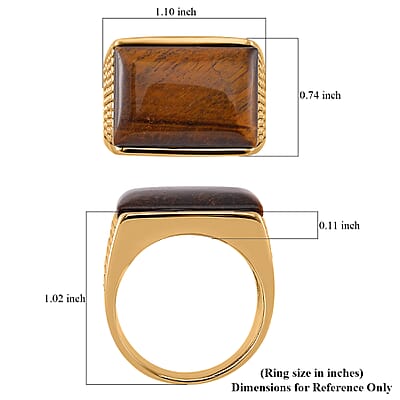 Yellow Tigers Eye 5.00 ctw Men's Ring in ION Plated YG Stainless Steel (Size 10.0) 