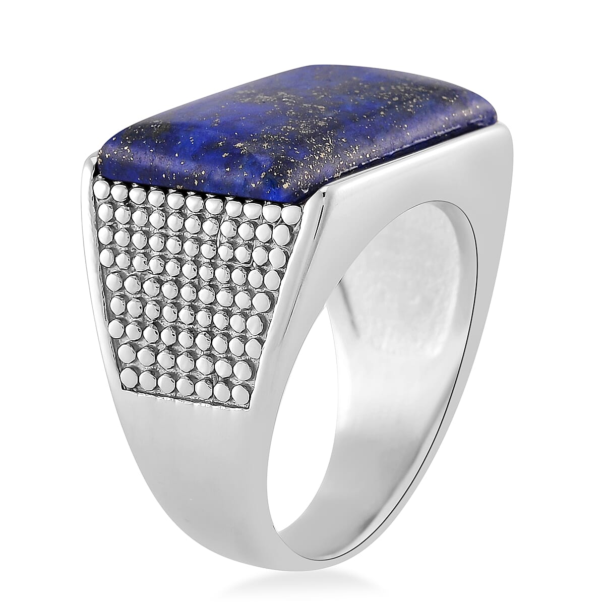 Lapis Lazuli 5.00 ctw Men's Ring in Stainless Steel (Size 10.0)  image number 3