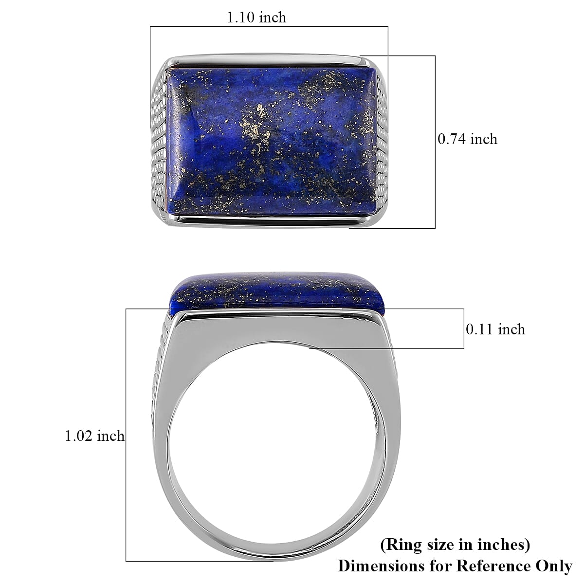 Lapis Lazuli 5.00 ctw Men's Ring in Stainless Steel (Size 10.0)  image number 5