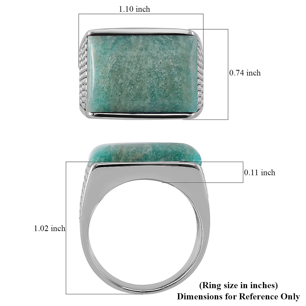 Amazonite 5.00 ctw Men's Ring in Stainless Steel (Size 10.0)  image number 5