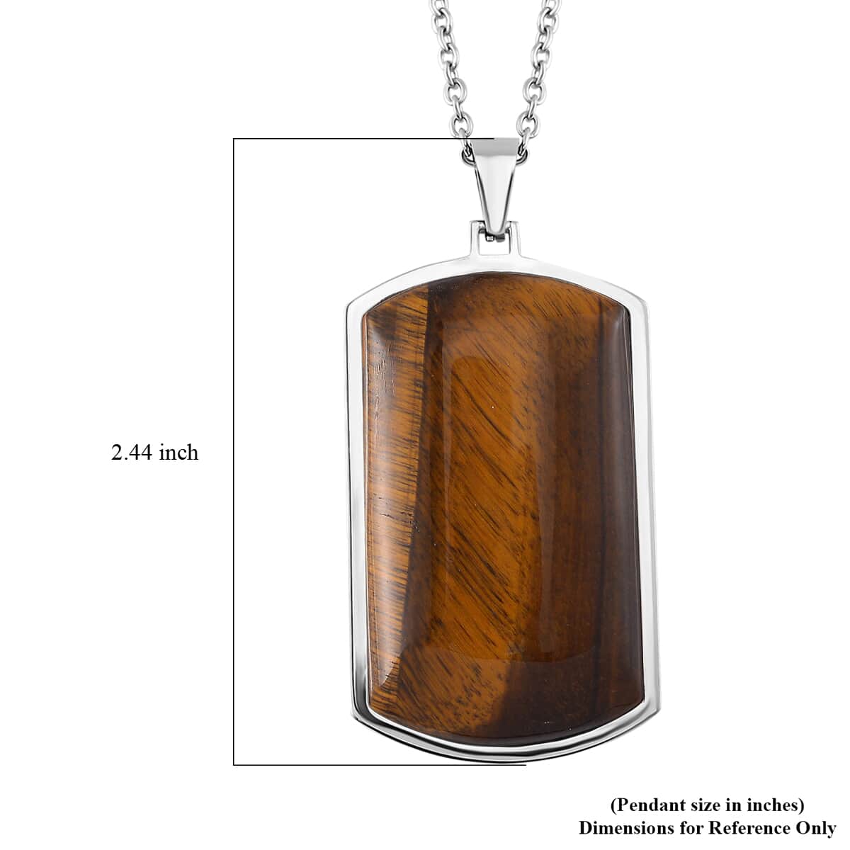 Yellow Tigers Eye 12.00 ctw Necklace 22-24 Inches in Stainless Steel image number 6