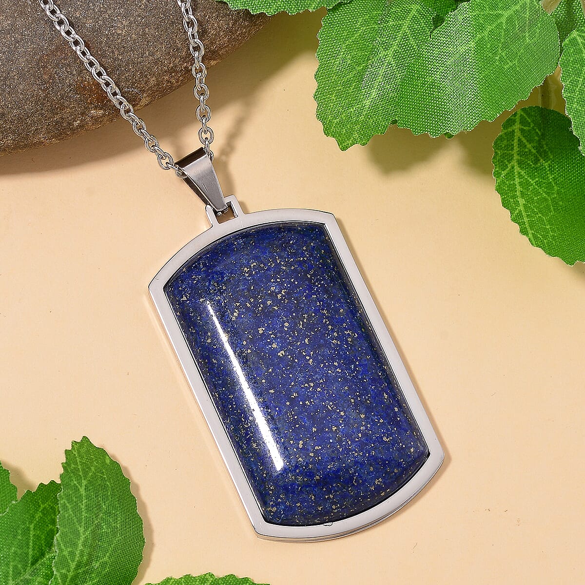 Lapis Lazuli 12.00 ctw Necklace 22-24 Inches in Stainless Steel  image number 1