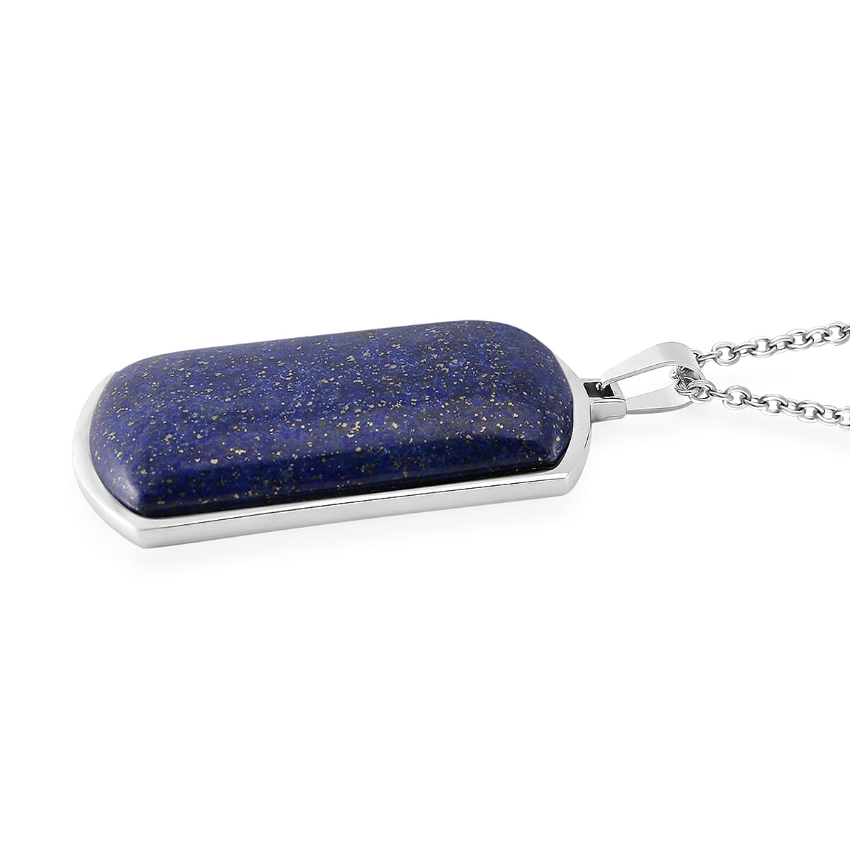Lapis Lazuli 12.00 ctw Necklace 22-24 Inches in Stainless Steel  image number 3