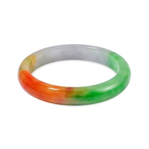 Multi Color Jade (D) 250.00 ctw Circle Bangle Bracelet (7.00 In)