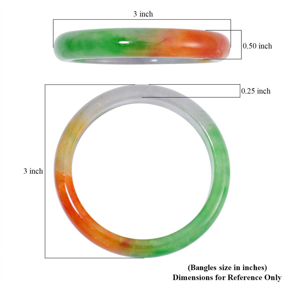Multi Color Jade (D) 250.00 ctw Circle Bangle Bracelet (7.00 In) image number 4