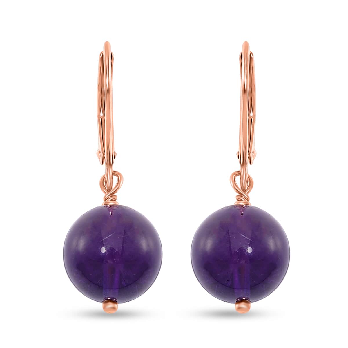 African Amethyst 15.00 ctw Drop Lever Back Earrings in 14K Rose Gold Over Sterling Silver image number 0