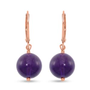 African Amethyst 15.00 ctw Drop Lever Back Earrings in 14K Rose Gold Over Sterling Silver