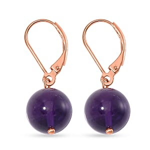 African Amethyst 15.00 ctw Drop Lever Back Earrings in 14K Rose Gold Over Sterling Silver