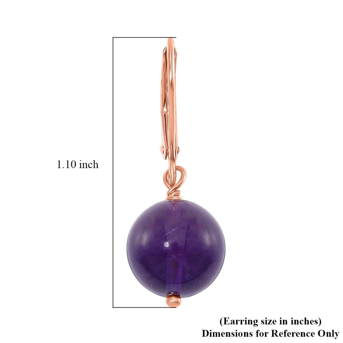 African Amethyst 15.00 ctw Drop Lever Back Earrings in 14K Rose Gold Over Sterling Silver image number 5