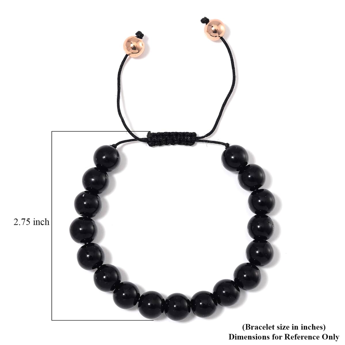 Black Obsidian Beaded Corded Adjustable Bracelet in 14K RG Over Copper (6.50-9.00In) 120.00 ctw image number 6