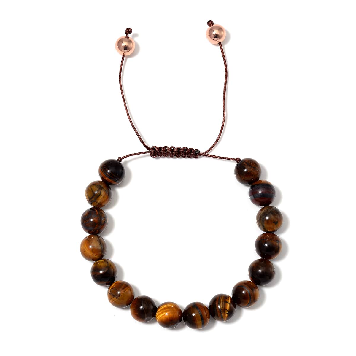 Tigers Yellow Eye Beaded Corded Adjustable Bracelet in 14K RG Over Copper (6.50-9.00In) 120.00 ctw image number 0