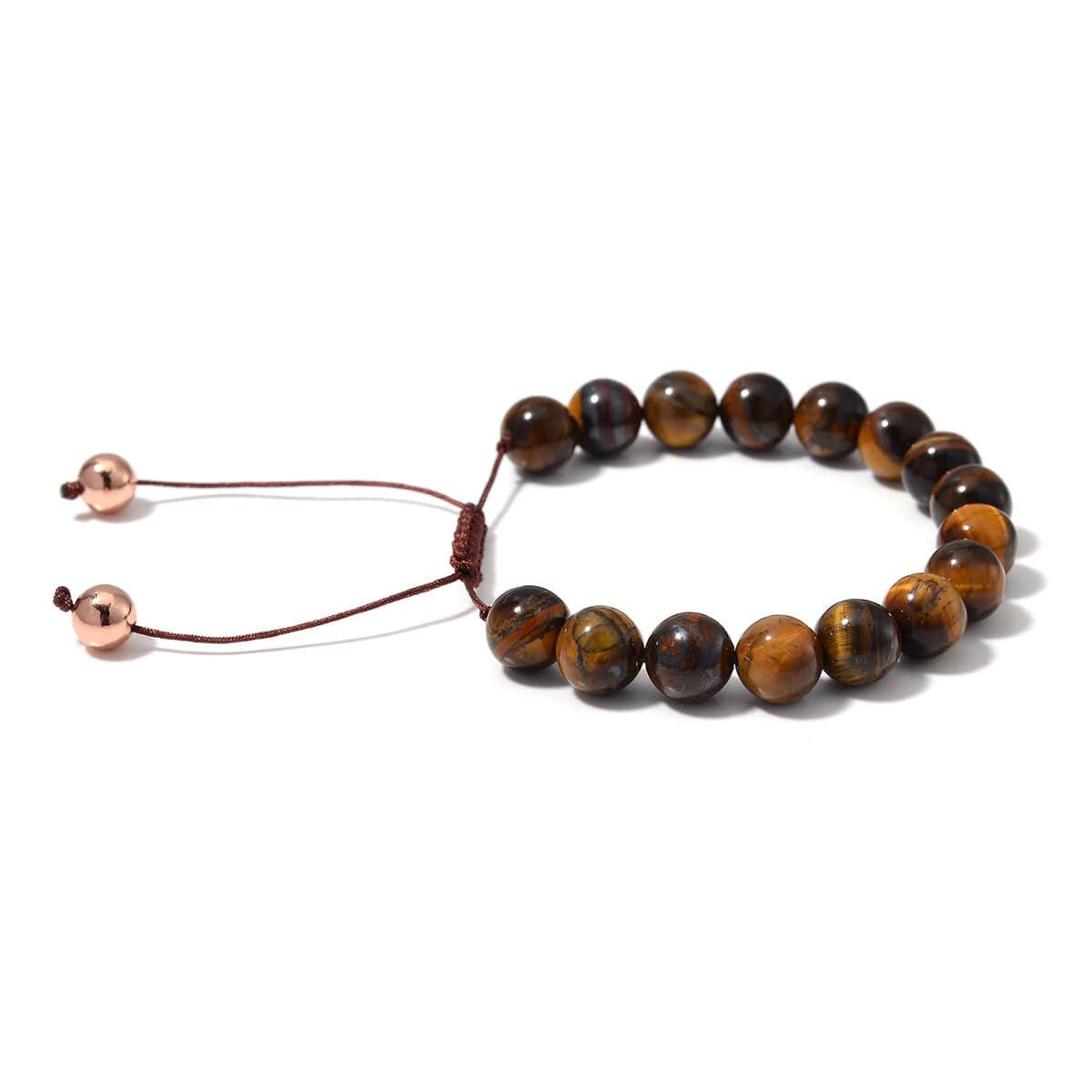 Tigers Yellow Eye Beaded Corded Adjustable Bracelet in 14K RG Over Copper (6.50-9.00In) 120.00 ctw image number 3