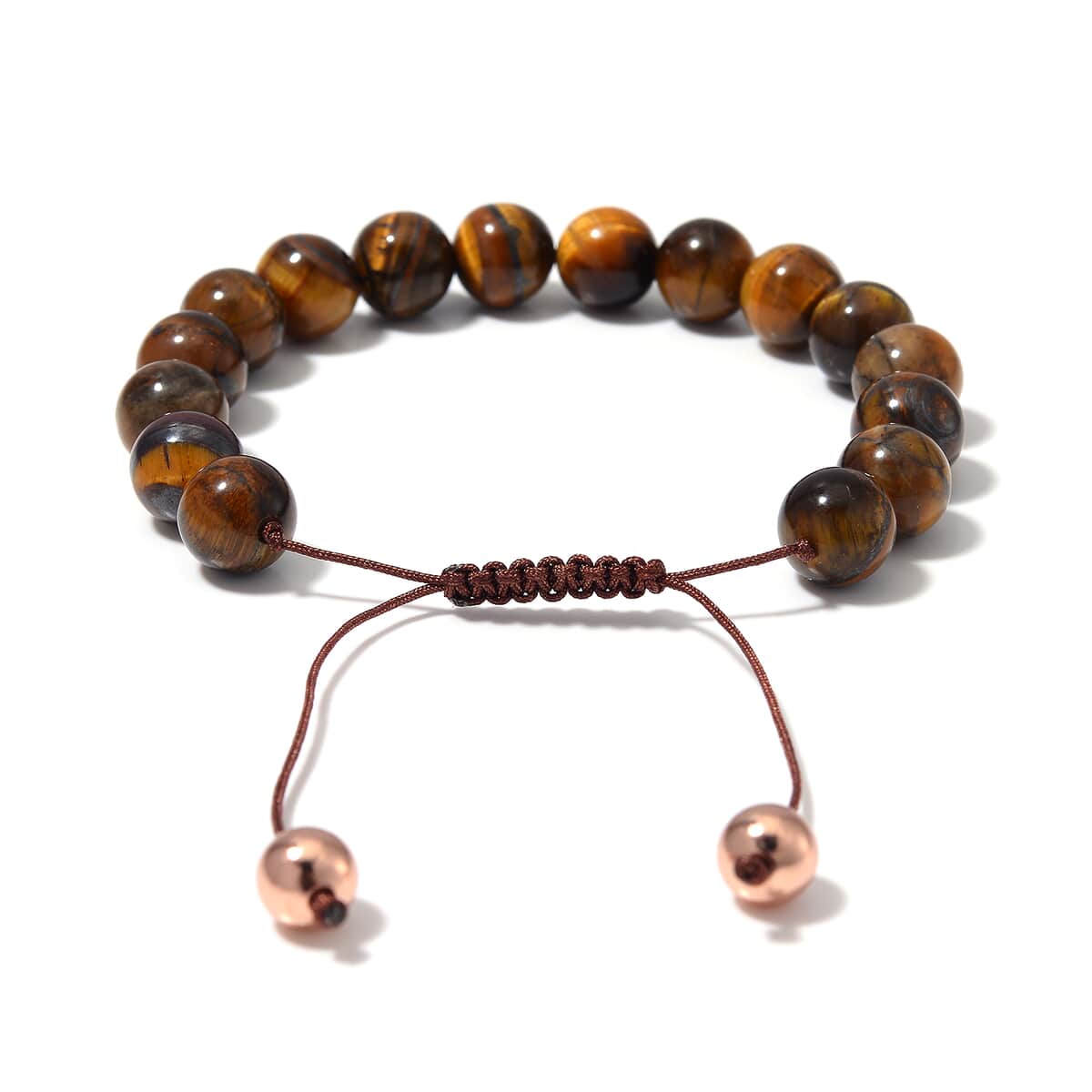 Tigers Yellow Eye Beaded Corded Adjustable Bracelet in 14K RG Over Copper (6.50-9.00In) 120.00 ctw image number 4