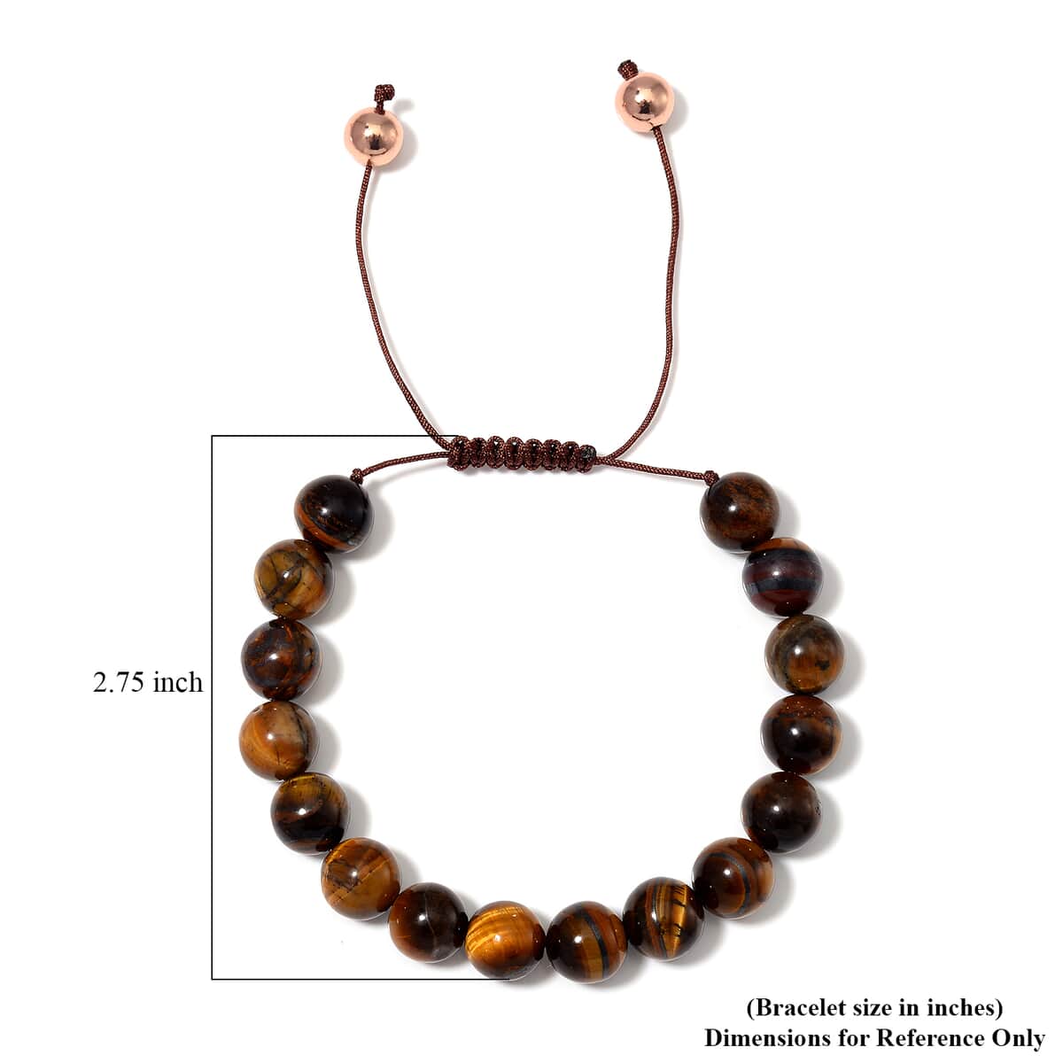 Tigers Yellow Eye Beaded Corded Adjustable Bracelet in 14K RG Over Copper (6.50-9.00In) 120.00 ctw image number 6