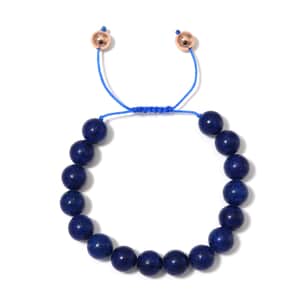 Lapis Lazuli Beaded Corded Adjustable Bracelet in 14K RG Over Copper (6.50-9.00In) 120.00 ctw