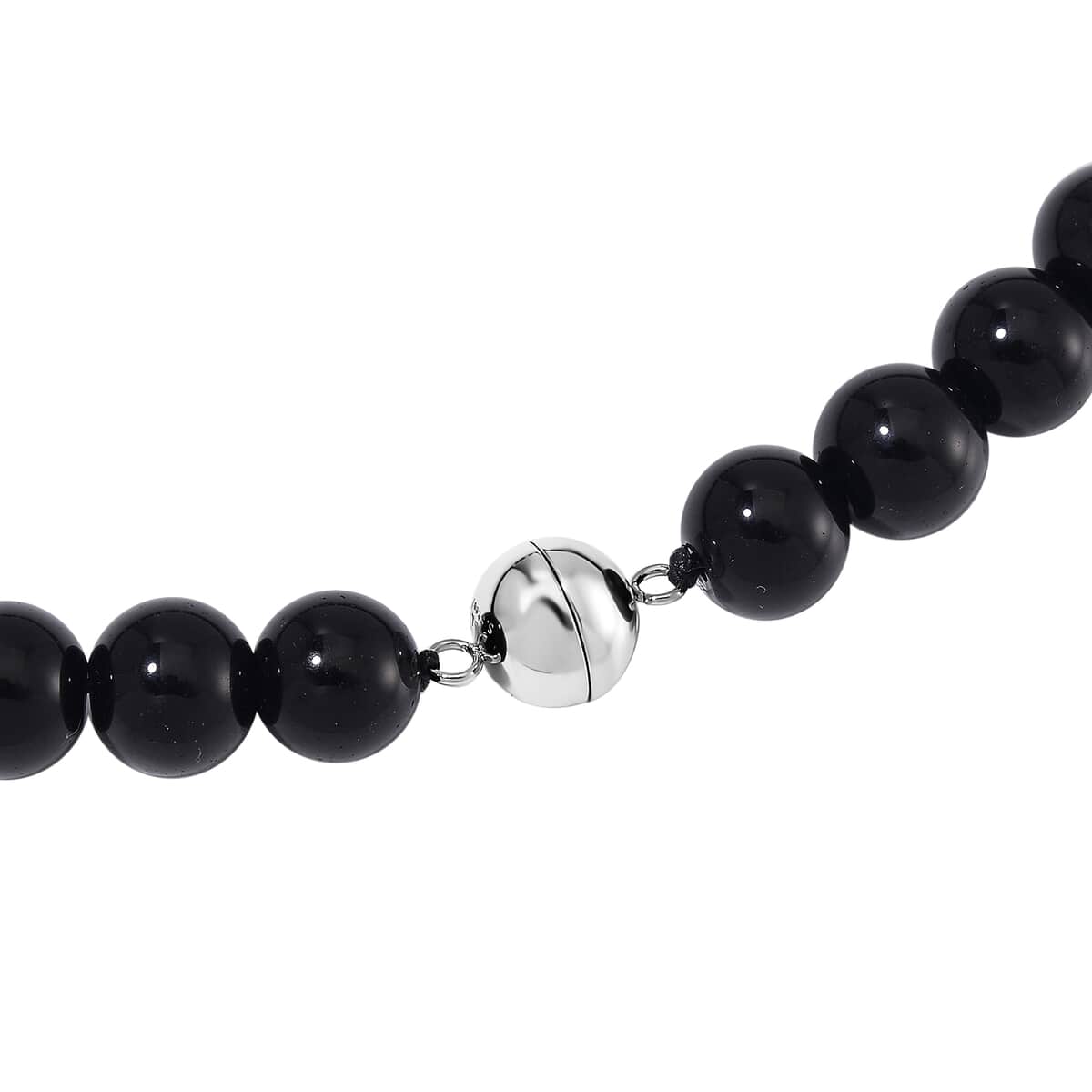 Black Obsidian Beaded Necklace 20 Inches in 14K RG Over Copper and Stainless Steel Lock 330.00 ctw image number 3