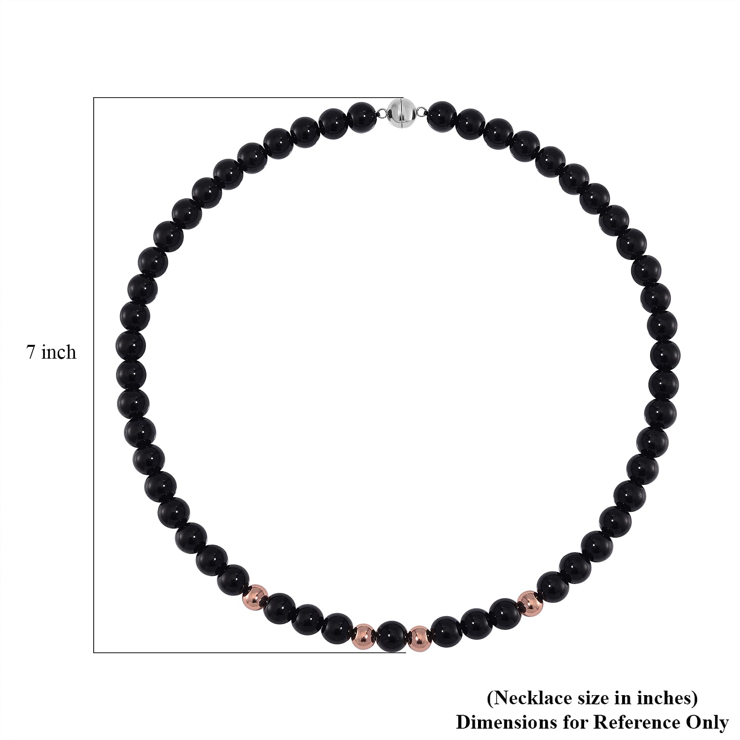 Black Obsidian Beaded Necklace 20 Inches in 14K RG Over Copper and Stainless Steel Lock 330.00 ctw