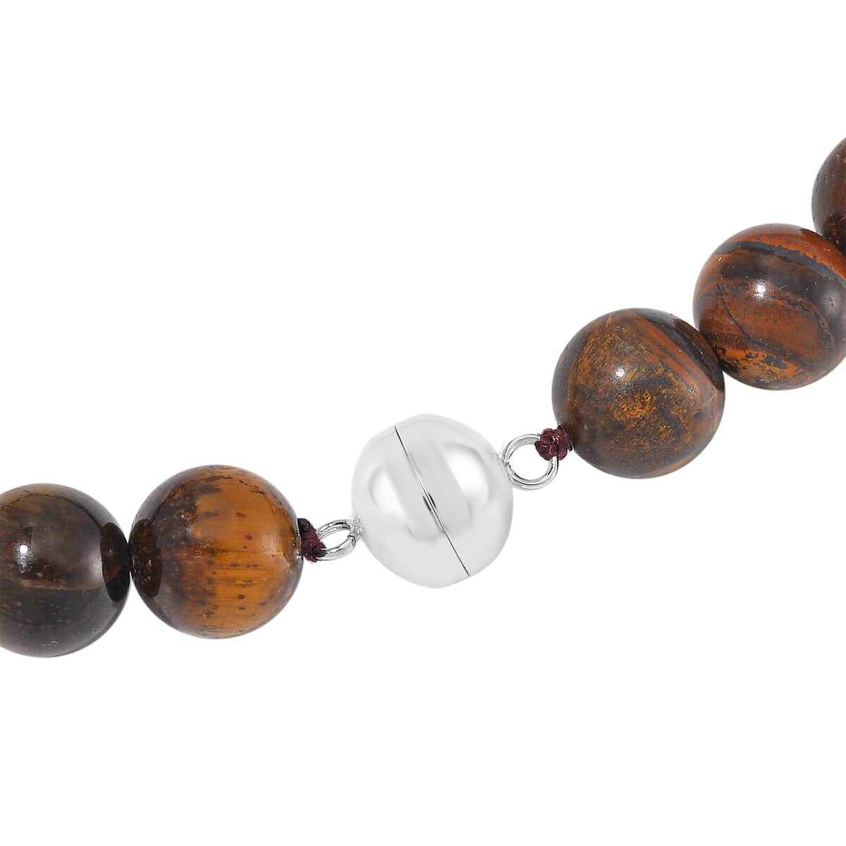 Tigers Yellow Eye Beaded Necklace 20 Inches in 14K RG Over Copper and Stainless Steel Lock 330.00 ctw image number 3