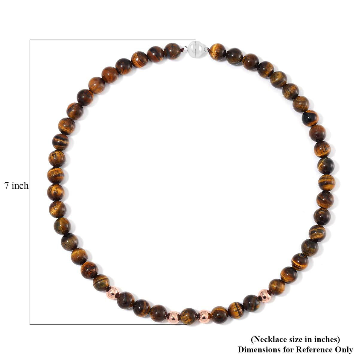 Tigers Yellow Eye Beaded Necklace 20 Inches in 14K RG Over Copper and Stainless Steel Lock 330.00 ctw image number 4