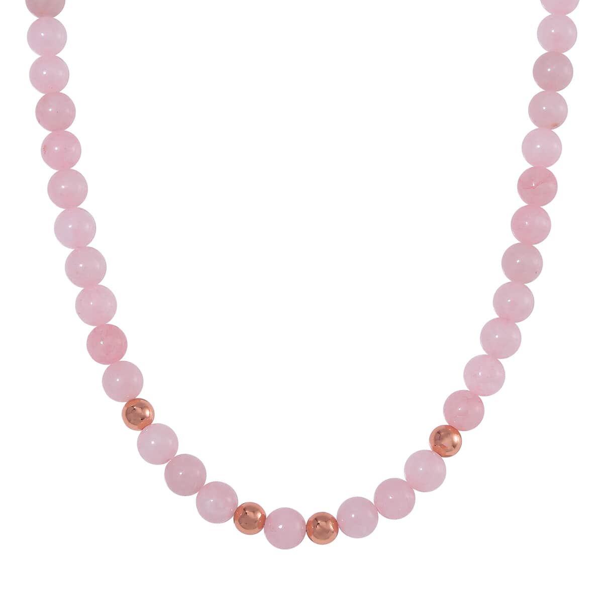 Galilea Rose Quartz Beaded Necklace 20 Inches in 14K RG Over Copper and Stainless Steel Lock 330.00 ctw image number 0