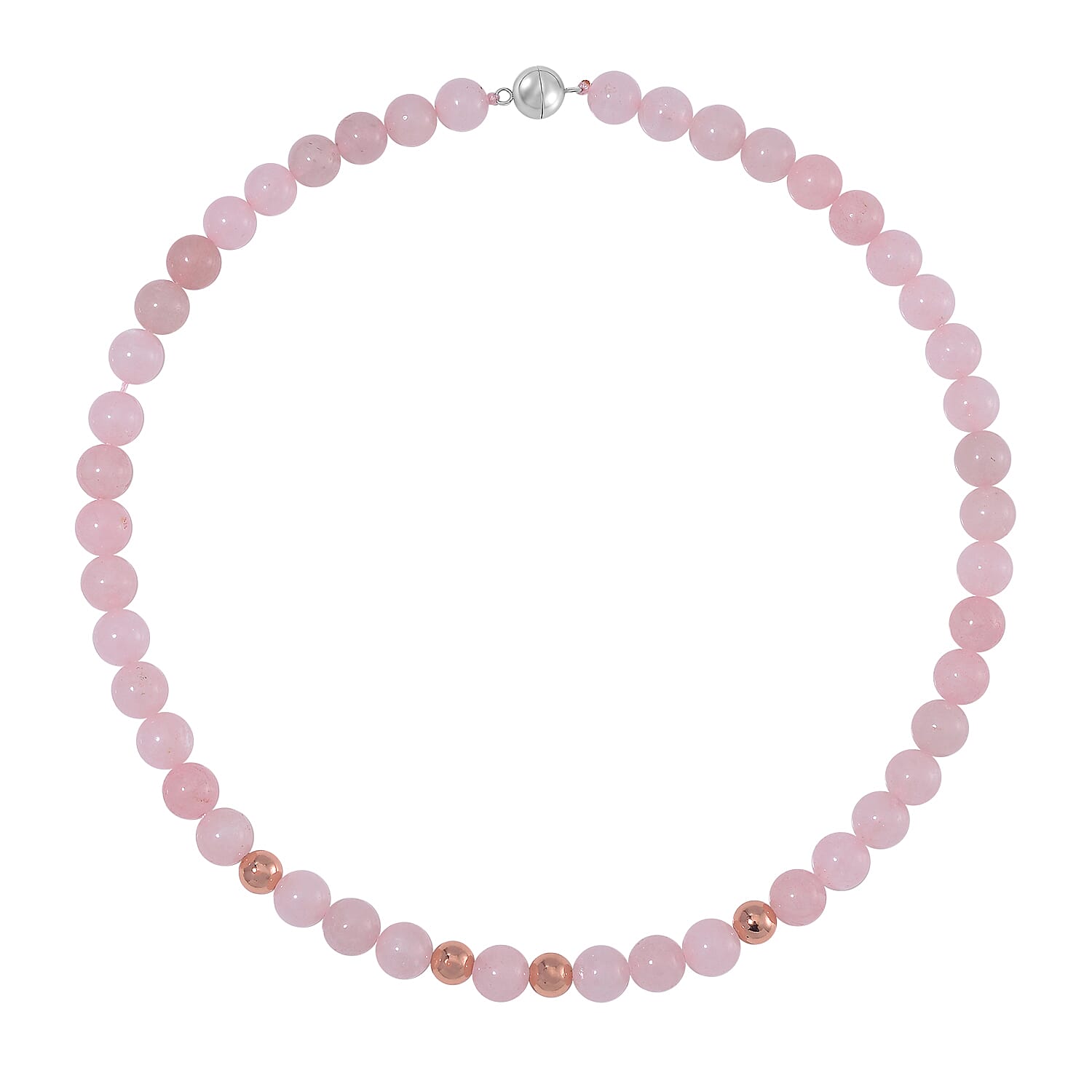 Galilea Rose Quartz Beaded Necklace 20 Inches in 14K RG Over Copper and Stainless Steel Lock 330.00 ctw