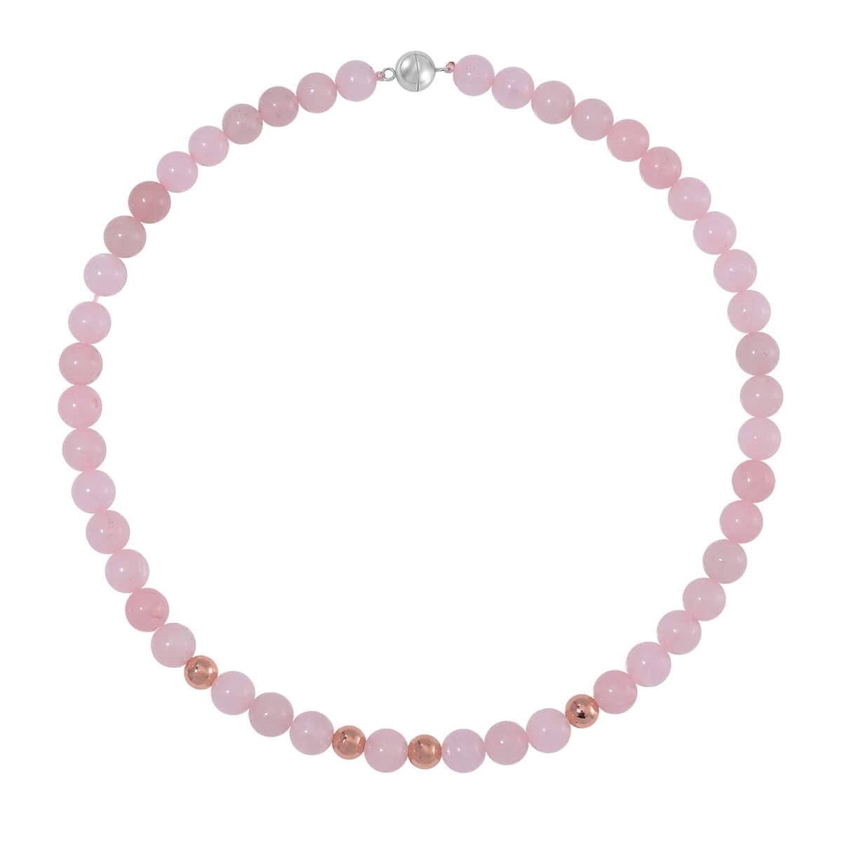 Galilea Rose Quartz Beaded Necklace 20 Inches in 14K RG Over Copper and Stainless Steel Lock 330.00 ctw image number 2