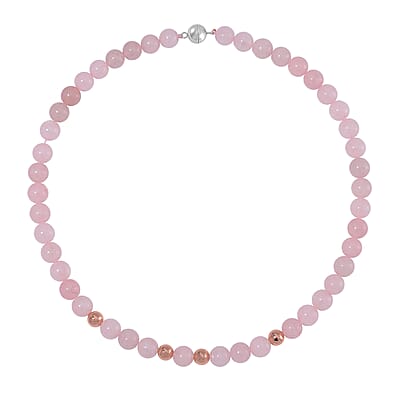 Galilea Rose Quartz Beaded Necklace 20 Inches in 14K RG Over Copper and Stainless Steel Lock 330.00 ctw