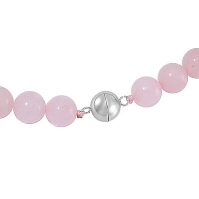 Galilea Rose Quartz Beaded Necklace 20 Inches in 14K RG Over Copper and Stainless Steel Lock 330.00 ctw