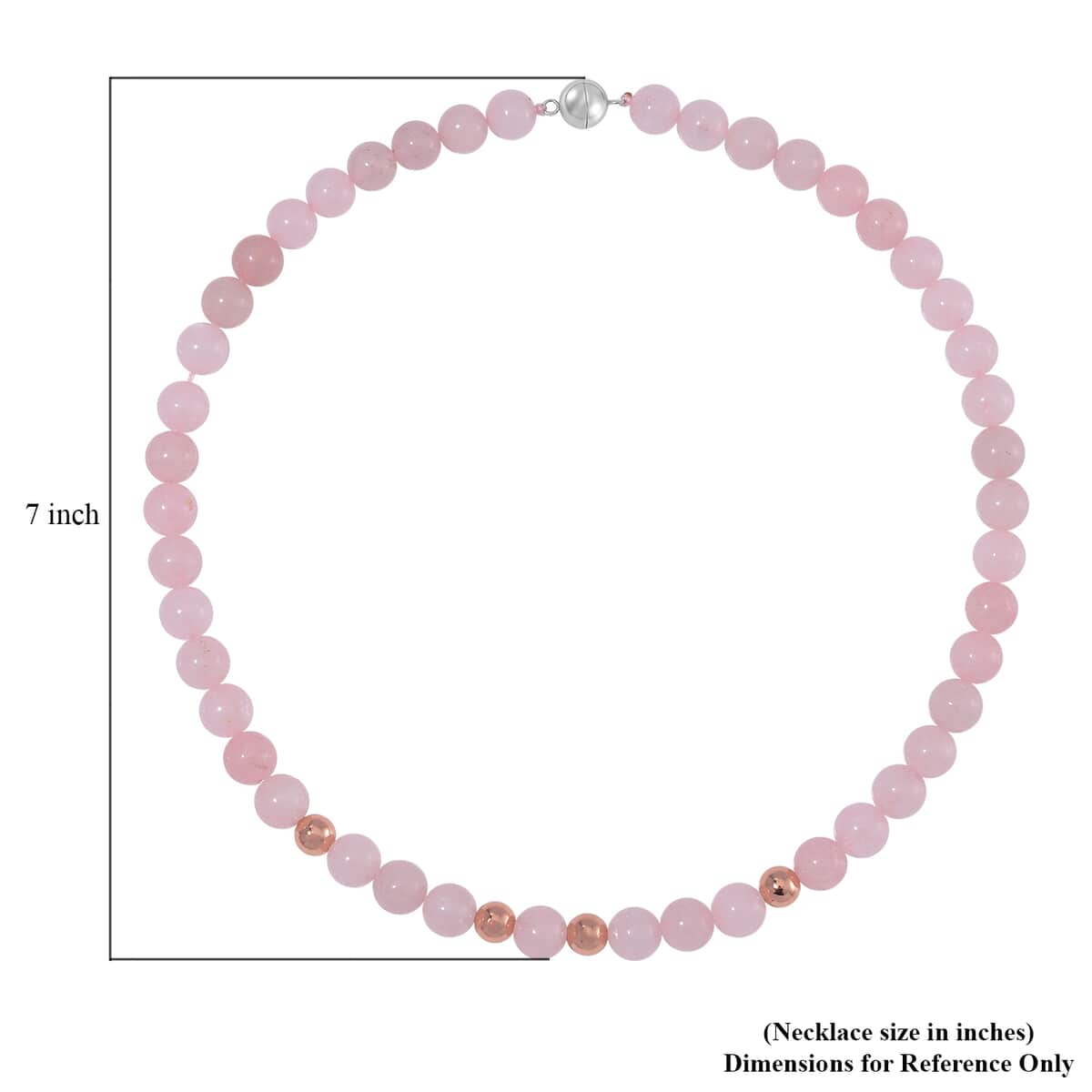 Galilea Rose Quartz Beaded Necklace 20 Inches in 14K RG Over Copper and Stainless Steel Lock 330.00 ctw image number 4