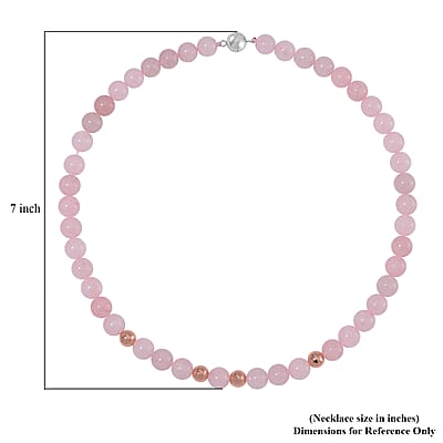 Galilea Rose Quartz Beaded Necklace 20 Inches in 14K RG Over Copper and Stainless Steel Lock 330.00 ctw