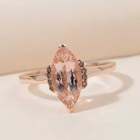 LUXORO 10K Rose Gold Premium Marropino Morganite and Natural Champagne Diamond Ring (Size 8.0) 2.40 Grams 1.75 ctw image number 1