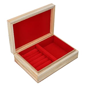 Multi Color Gemstone Christmas Holly and Candles Painting Wooden Jewelry Box