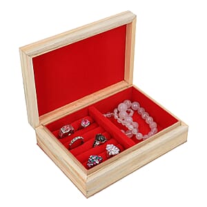 Multi Color Gemstone Christmas Holly and Candles Painting Wooden Jewelry Box