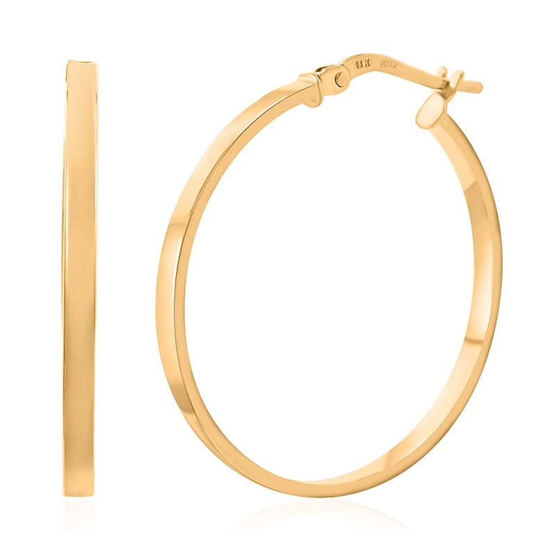 Ferrara Italian 14K Yellow Gold Diamond Cut Hoop Earrings 1.45 Grams