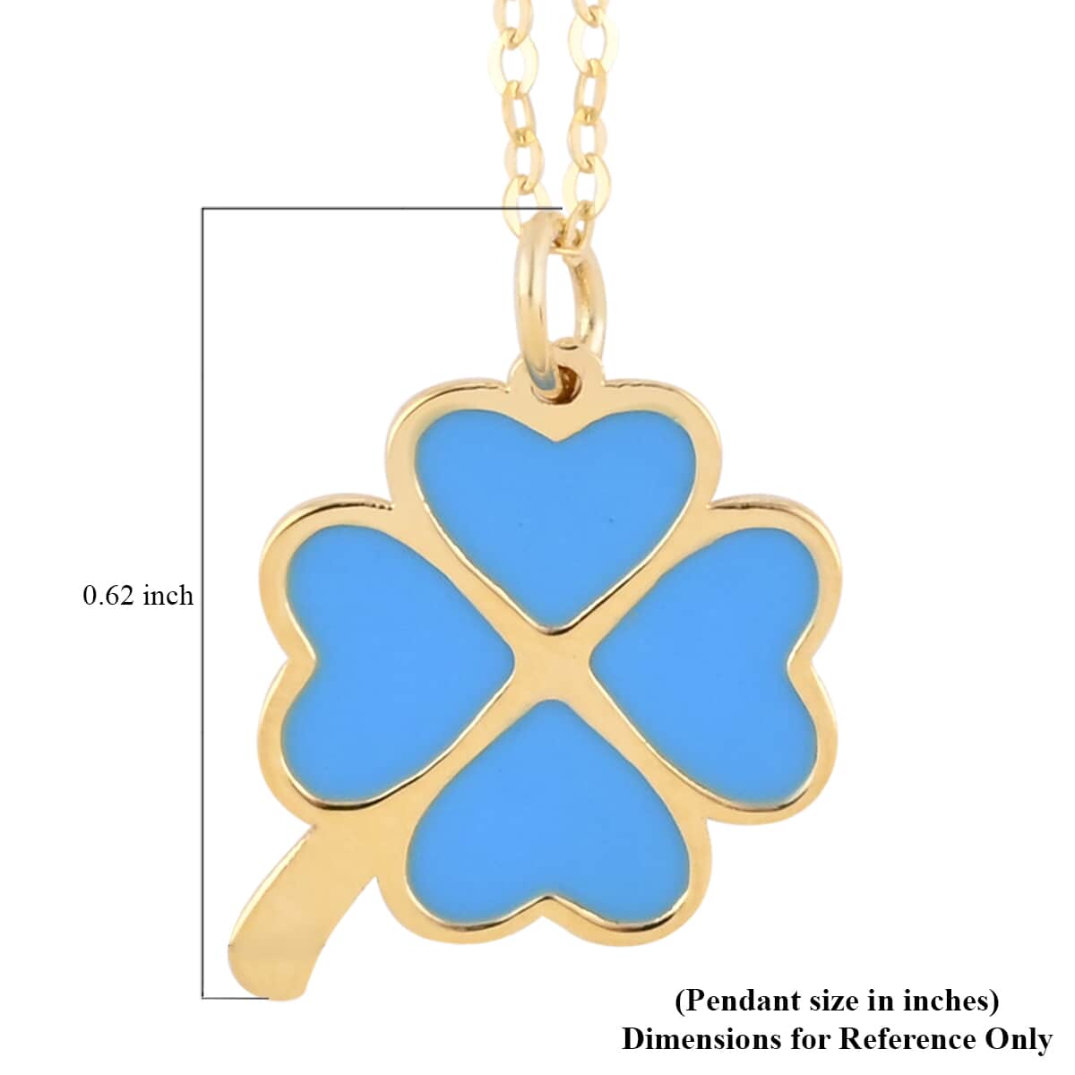 Maestro Gold Collection Italian 10K Yellow Gold 2mm Blue Enameled 4 Leaf Clover Necklace 18 Inches 1.15 Grams image number 5