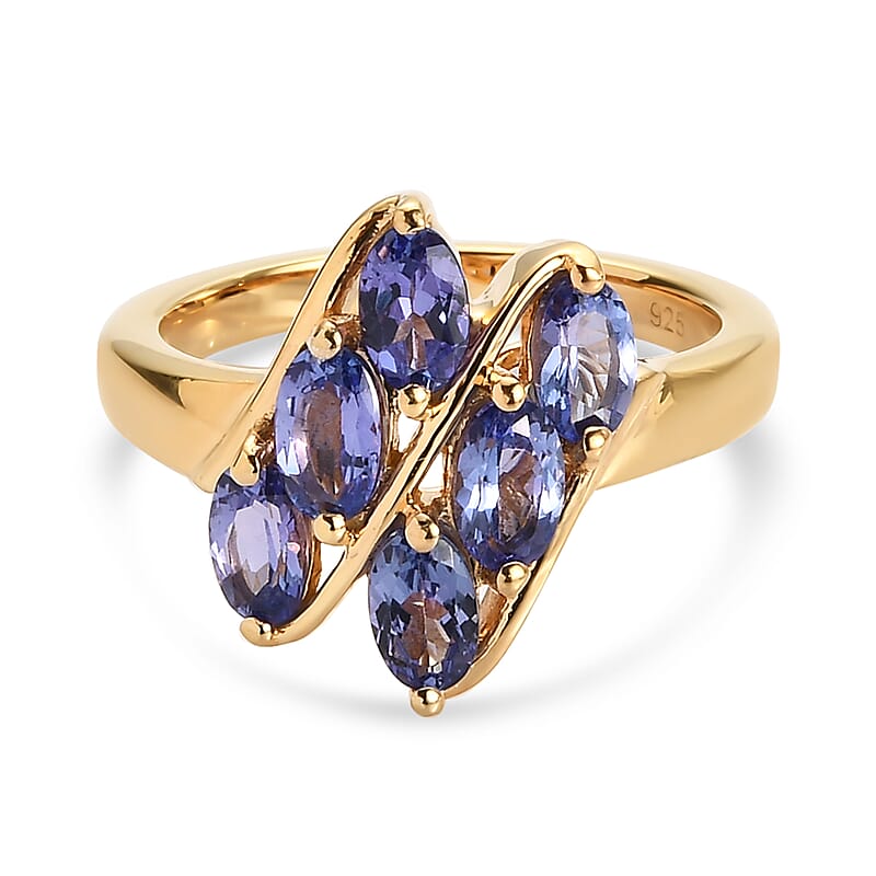 Tanzanite 1.58 ctw Fancy Ring in Vermeil Yellow Gold Over Sterling Silver (Size 5.5)