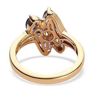 Tanzanite 1.58 ctw Fancy Ring in Vermeil Yellow Gold Over Sterling Silver (Size 5.5)