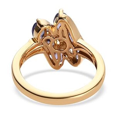 Tanzanite 1.58 ctw Fancy Ring in Vermeil Yellow Gold Over Sterling Silver (Size 5.5)